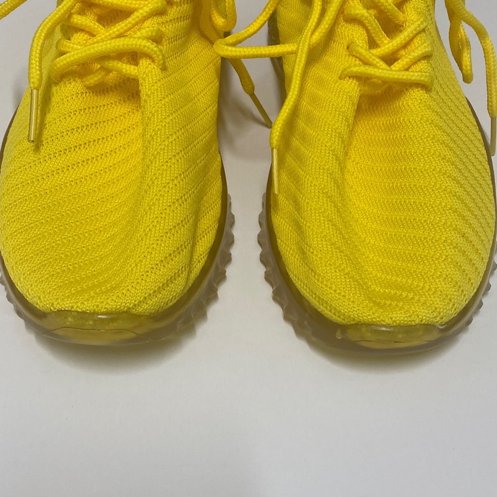 Wanted Sunshine Yellow Dopamine Knit Sneakers Clear Soles size 8 - Picture 4 of 10